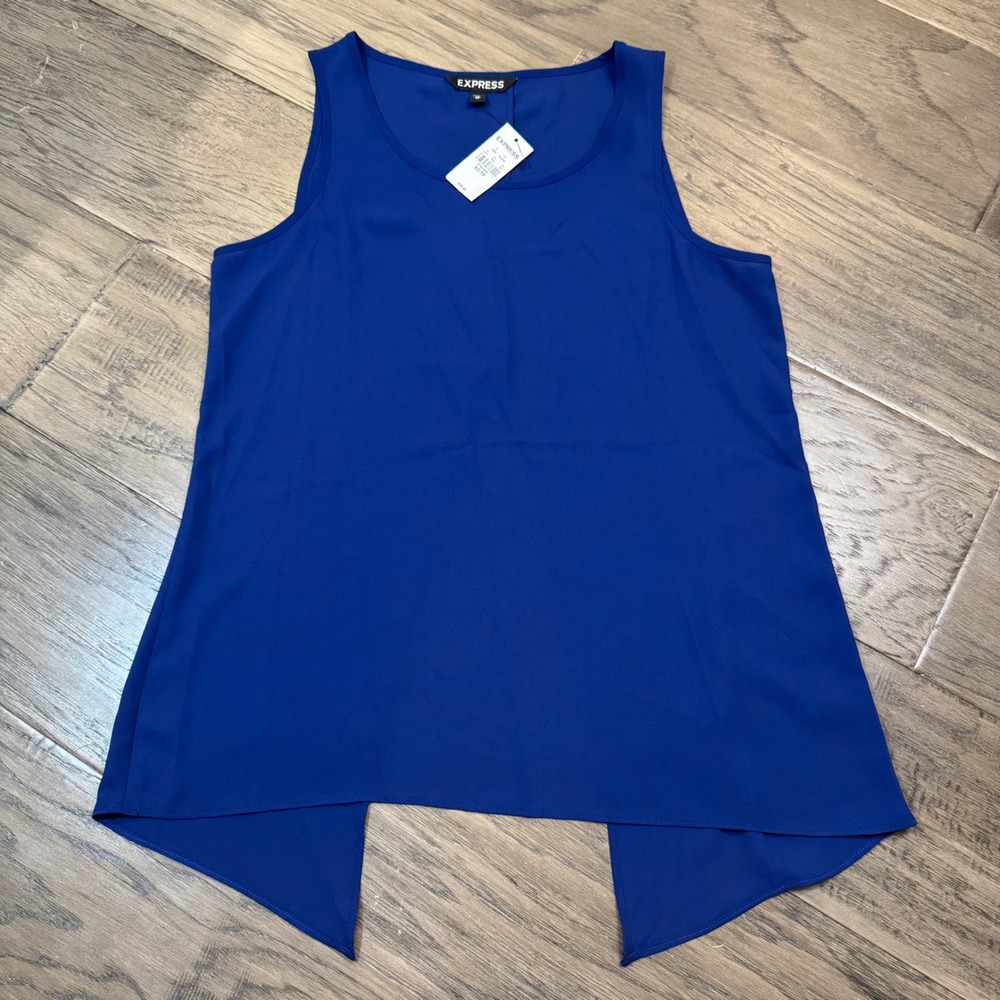 NWT Express Tank Top Flowy Sleeveless Casual Blue Trapeze‎ Hem XS